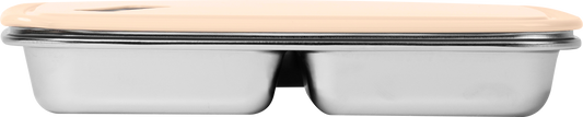 MOTHER-K Stainless Steel Divided Tray with Lid (Beige)
