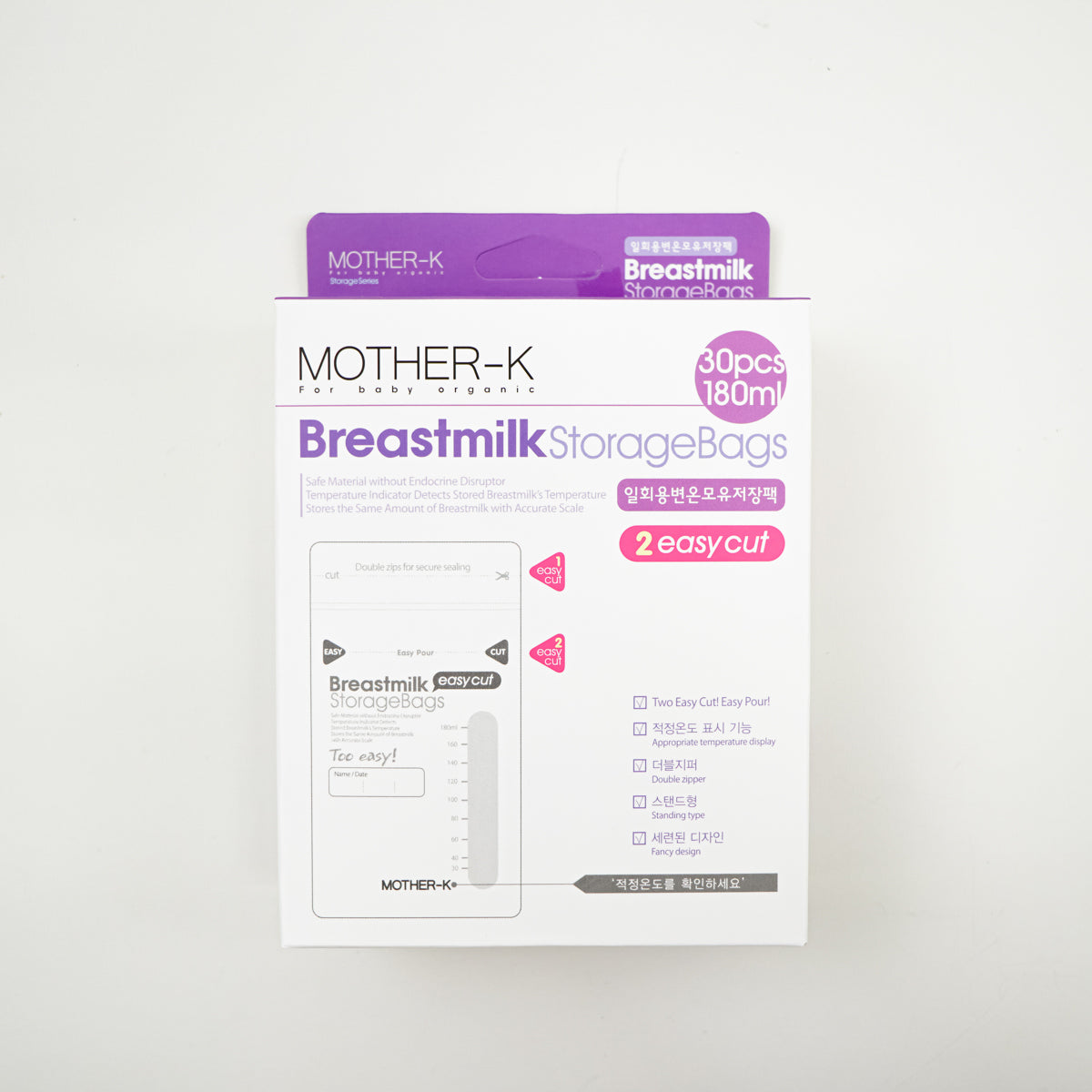 Mother-K Disposable Breastmilk Storage Bags Easy Cut (180ml 30ps)