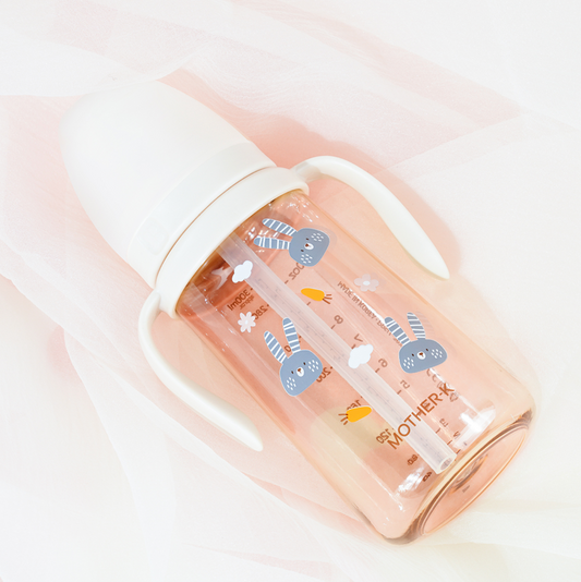 Mother-K PPSU Straw Cup in Rabbit (Cream / Pink Blossom)