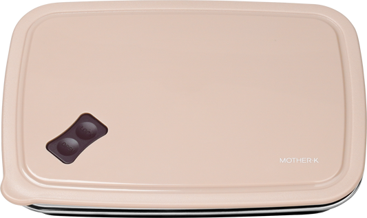 MOTHER-K Stainless Steel Divided Tray with Lid (Beige)