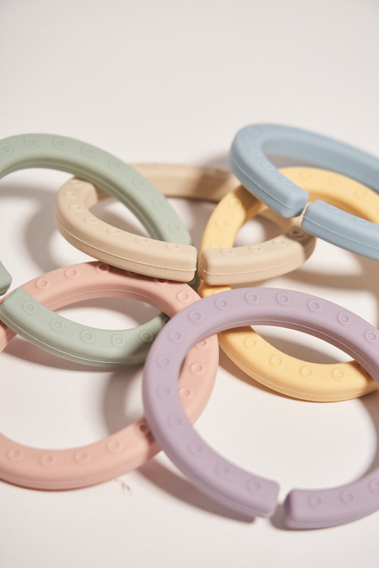 MOTHER-K Silicone Teether Rings 6 Piece Set - Pastel