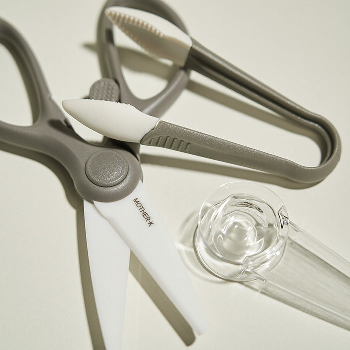 MOTHER-K Portable Ceramic Scissors with Tong Set