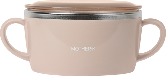 MOTHER-K Stainless Steel Baby Bowl with Lid (Beige)